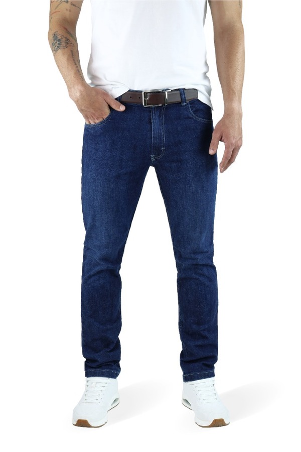 Jeans De Mezclilla Corte Regular Stretch Con Bolsas Para Caballero 